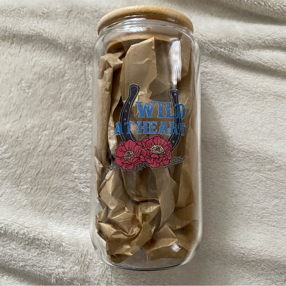 NEW!!! Glass Tumbler with Lid and Straw: TEXAS
